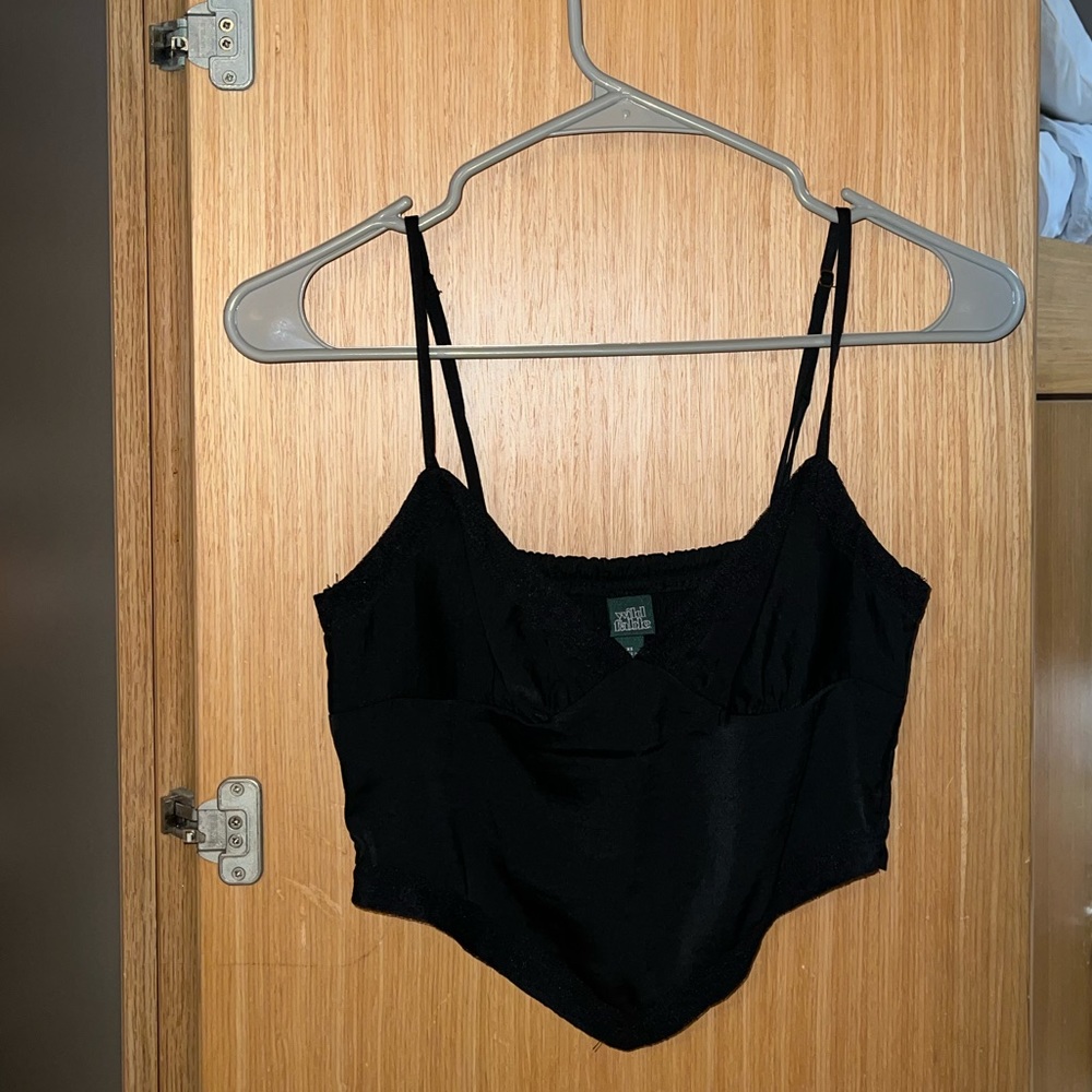 Wild Fable Black cropped silk top